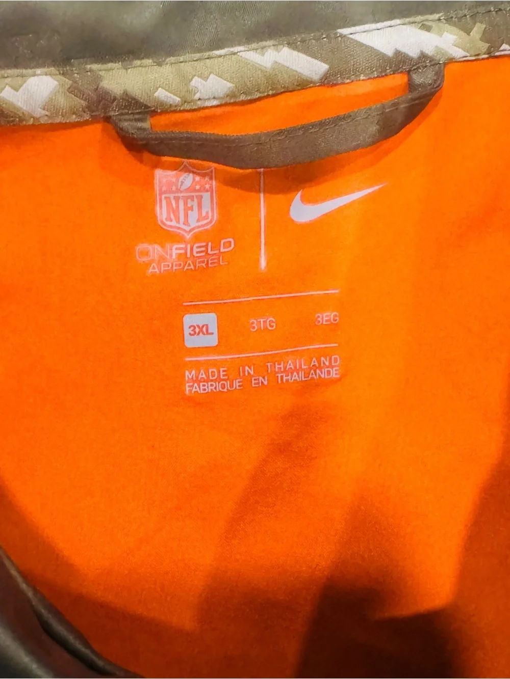 Nike NFL Los Angeles Rams Camo Coach Jacket - Olive Green with Orange Lining
